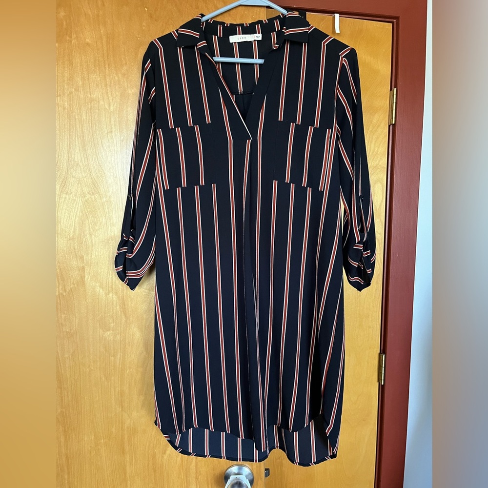 Navy stripped shirt dress